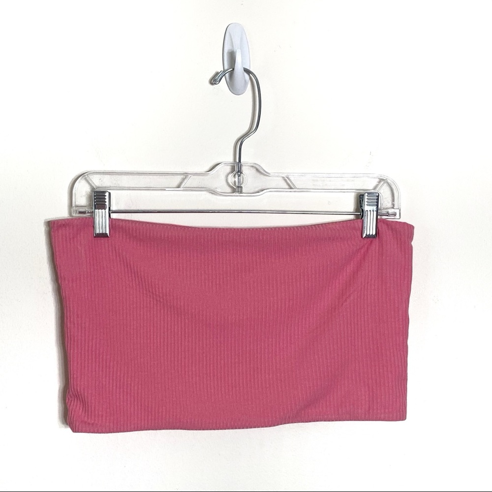 NWT Topshop Pink Ribbed Crop Top - Picture 1 of 6
